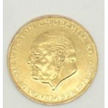 18ct gold 1964 Churchill 'Their Finest Hour' medallion, fully hallmarked P&P group 1 (£16 for the