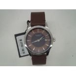 Victorinox Swiss Army wristwatch on leather strap with tag, outer box, papers etc. Working at
