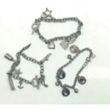 Three silver charm bracelets, total weight 50.0g P&P group 1 (£16 for the first item and £1.50 for