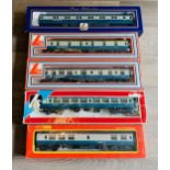 5x OO Gauge Blue & Grey Intercity Coaches Including 2x Sleeper Cars To Include: Hornby & Lima