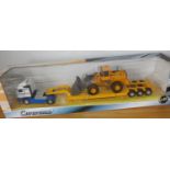 Cararama 1.50 scale Volvo and Lowloader Trailer and Volvo Face Shovel Load P&P group 2 (£20 for