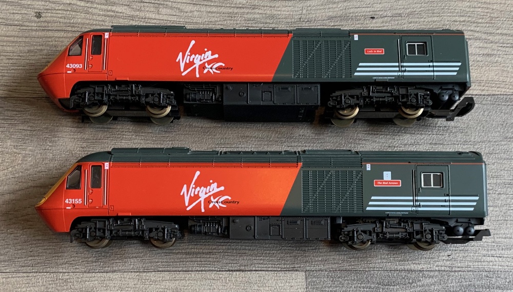 Lima OO Gauge Pair of Class 43 HST Virgin XC Cross Country Livery Car Locos Power / Dummy Cars -