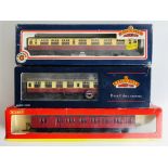 3x OO Gauge Assorted BR Passenger Coaches all Boxed - To Include: 2x Bachmann Crimson/Cream & 1x