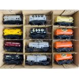 12x Hornby Dublo Tanker Wagons All Unboxed Including 10x Professionally Repainted mostly in 'Nevva