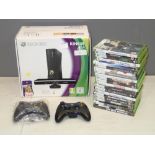 XBox 360 Kinect boxed, two controllers, leads and a selection of games P&P group 3 (£27 for the