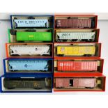 10x Assorted HO Scale Wagons - Fitted with Kaydee Couplings, Supplied in Leatherette Storage Boxes