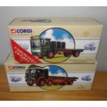 Corgi 2 x 1.50 scale AEC 4 wheel flatbed and Eddie Stobart ERF 8 wheel Flatback P&P group 2 (£20 for