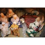 Collection of terracotta French Old Lady Dolls and others. P&P Group 2 (£18+VAT for the first lot