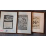 Three framed and glazed original advertising prints taken from period magazines. P&P Group 1 (£14+