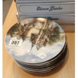 Eight decorative wall plates, boxed with certificates. This lot is not available for in-house P&P,