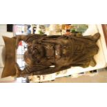 Large temple type Buddha figurine holding a vessel H: 96 cm. This lot is not available for in-