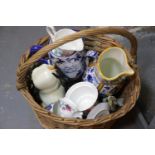 Basket of miscellaneous ceramic items. This lot is not available for in-house P&P, please contact