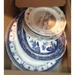 Box containing an oval meat plate and others. This lot is not available for in-house P&P, please