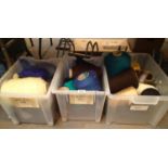 Three boxes of knitting wool and cotton cones. This lot is not available for in-house P&P, please
