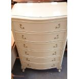 Six drawer chest of drawers in cream H: 125 cm. This lot is not available for in-house P&P, please