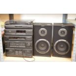 Sony stack HiFi system, two speakers, CDs and cassettes etc. This lot is not available for in-