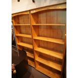 Two pine five shelf bookcases, 165 x 75 cm. This lot is not available for in-house P&P, please