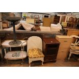 Group of mixed furniture including a Lloyd Loom chair. This lot is not available for in-house P&P,