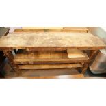 Solid pine workbench, L: 160 cm. This lot is not available for in-house P&P, please contact the