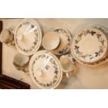 Large collection of Royal Doulton tea and dinnerware in the Burgundy pattern. This lot is not