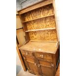 Vintage oak kitchen dresser, W: 94 cm. This lot is not available for in-house P&P, please contact