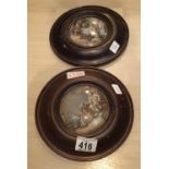 Two framed pot lids the enthusiast and hide and seek. P&P Group 1 (£14+VAT for the first lot and £