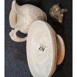 Ceramic fish mould, a Wade tortoise and a hunting themed Wedgwood jug. P&P Group 1 (£14+VAT for