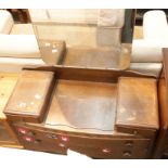 Wooden dressing table with five drawers, over mirror and a wardrobe. This lot is not available for