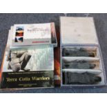 Collection of Chinese related books and a boxed set of 3 small terracotta warriors. P&P Group 1 (£