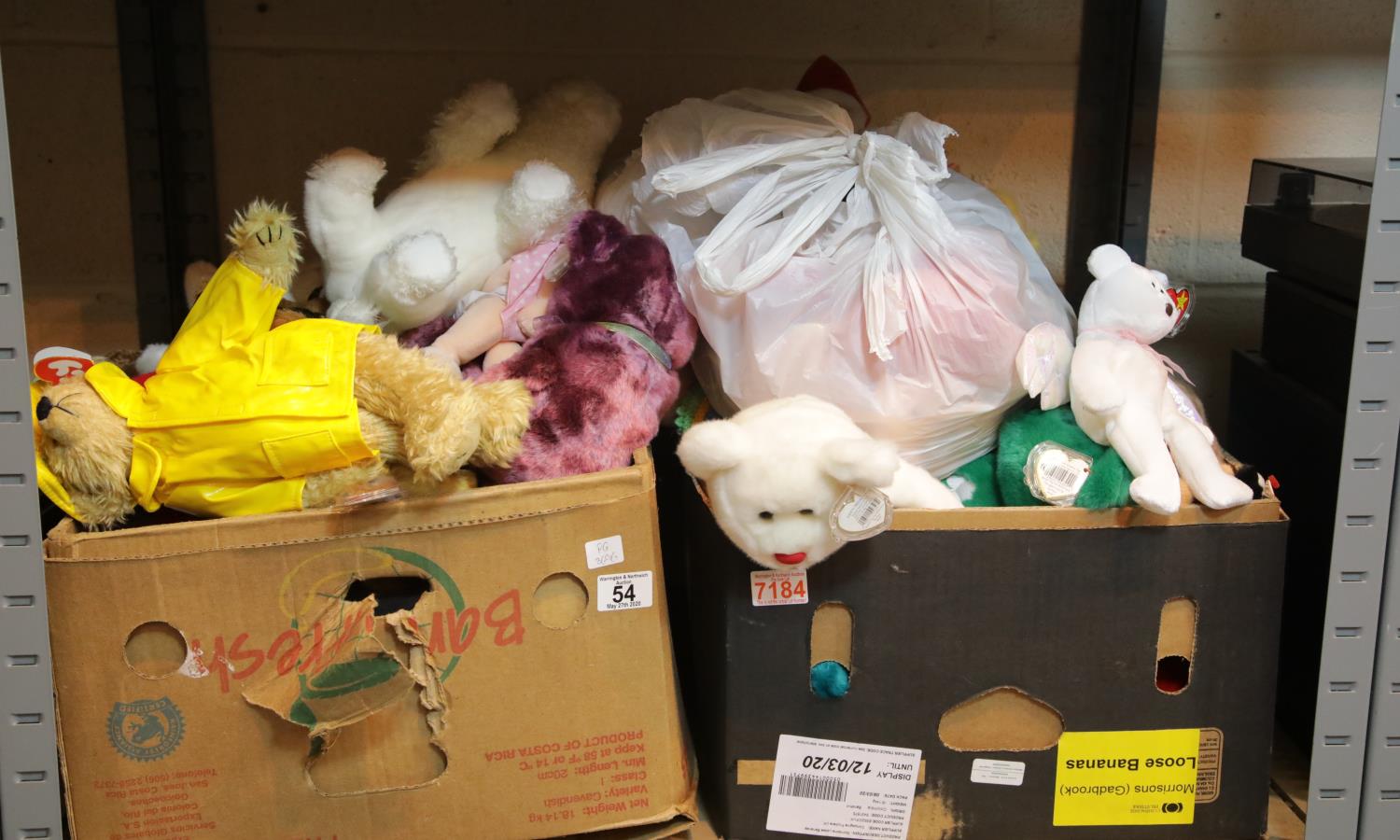 Two boxes of TY Beanie plush toys. This lot is not available for in-house P&P, please contact the