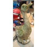 Tall garden reconstituted stone goose ornament H: 74 cm. This lot is not available for in-house P&P,