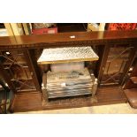 Large mahogany electric fire surround with display cabinet. This lot is not available for in-house