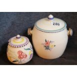 Poole Pottery biscuit barrel and preserve pot. P&P Group 1 (£14+VAT for the first lot and £1+VAT for