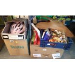 Two boxes of mixed items including books, Oriental type figurines etc. This lot is not available for