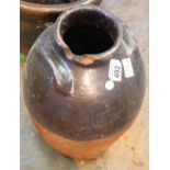 Large ceramic urn (with damage) and three garden pots with plants. This lot is not available for