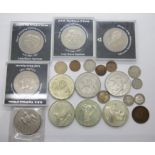 Mixed coins including silver threepences