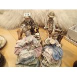 Four large Leonardo figurines inc The Bowler and Tramp Reading. This lot is not available for in-