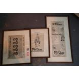 Three framed and glazed antique advertising prints taken from period magazines. P&P Group 1 (£14+VAT