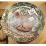 Eight decorative china wall plates of great cats of America by Edwin knowles, boxed with