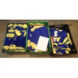 Large quantity of Rugby League kits including fourteen Warrington Wolves shirts, thirty five pairs