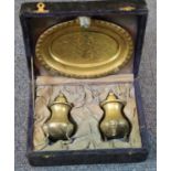 Anglo Indian silver plated boxed cruet set. P&P Group 1 (£14+VAT for the first lot and £1+VAT for