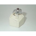 Ladies silver, white and brandy coloured diamond ring Size Q 2.6g P&P group 1 (£16 for the first