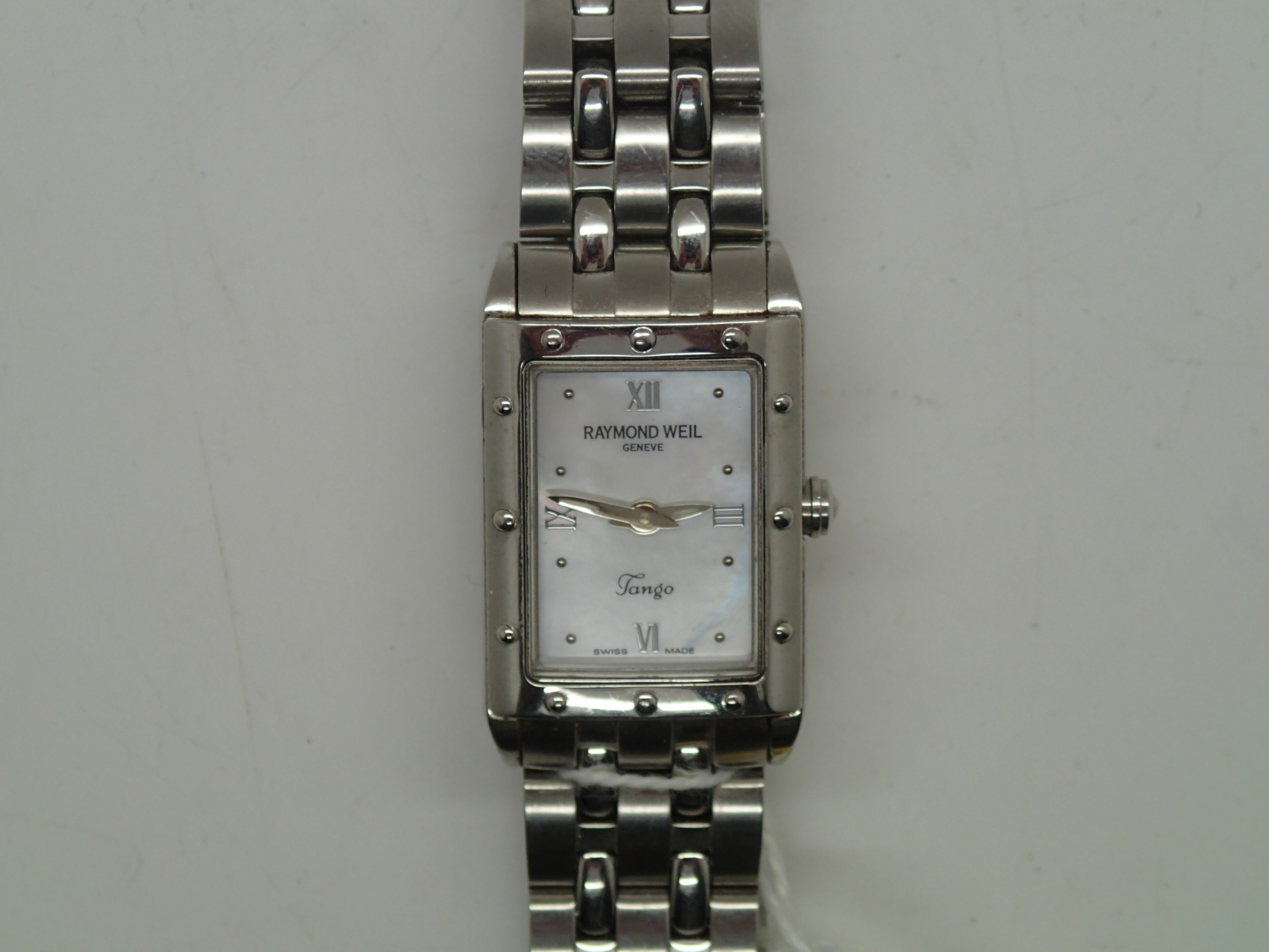 Ladies Raymond Weil Tango rectangular stainless steel wristwatch and mother of pearl dial with box - Image 3 of 4