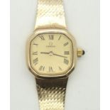 Ladies 9ct gold Omega calibre 620 wristwatch on an Omega 9ct gold bracelet, gross weight 31.2g