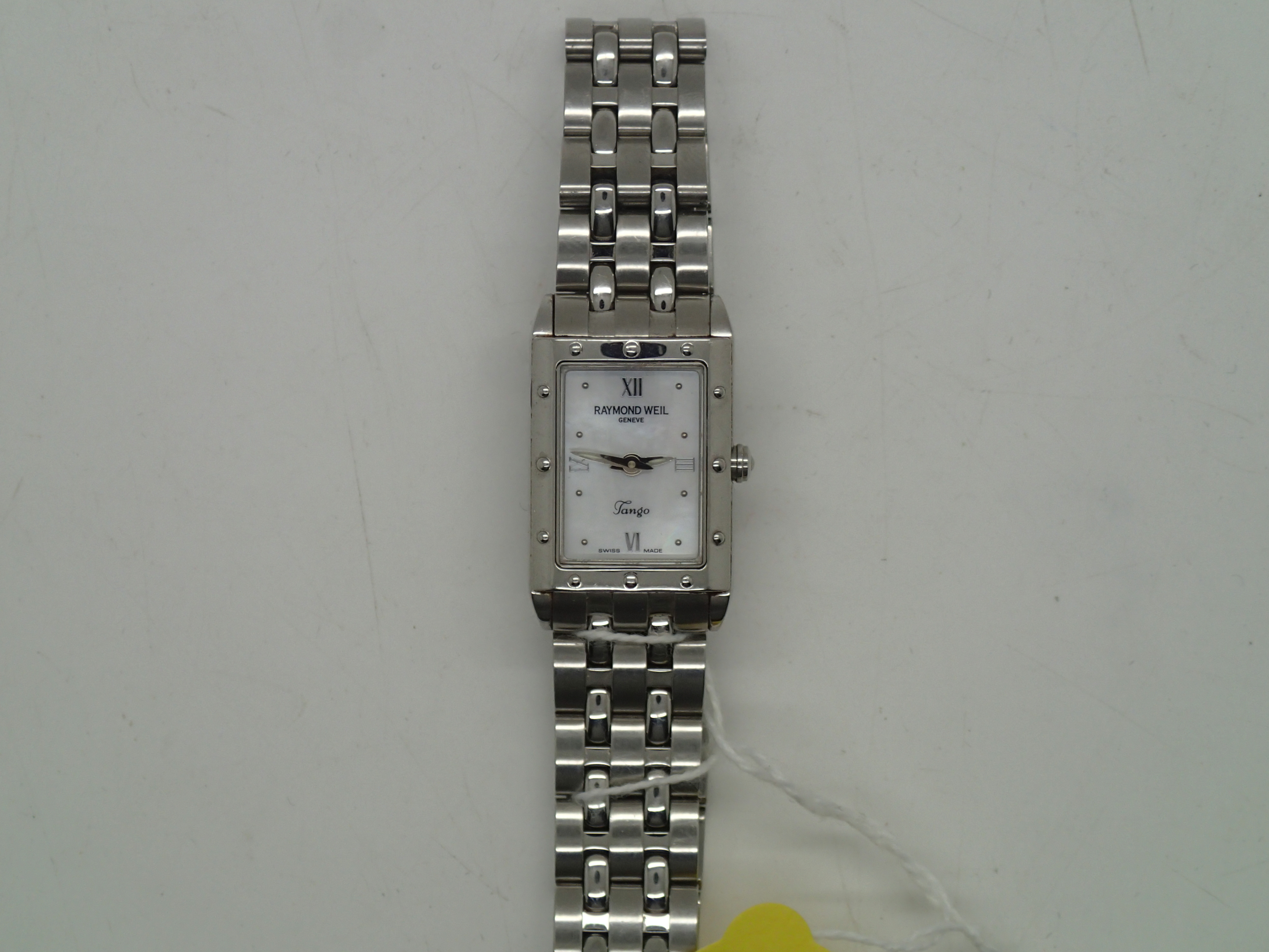 Ladies Raymond Weil Tango rectangular stainless steel wristwatch and mother of pearl dial with box - Image 2 of 4