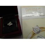 18ct white gold 0.50ct baguette diamond ring size M, with paperwork from Chisholm Hunter, RRP £