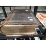 Two leather bound 19thC Bibles with monochrome lithograph plates. Both in poor condition.