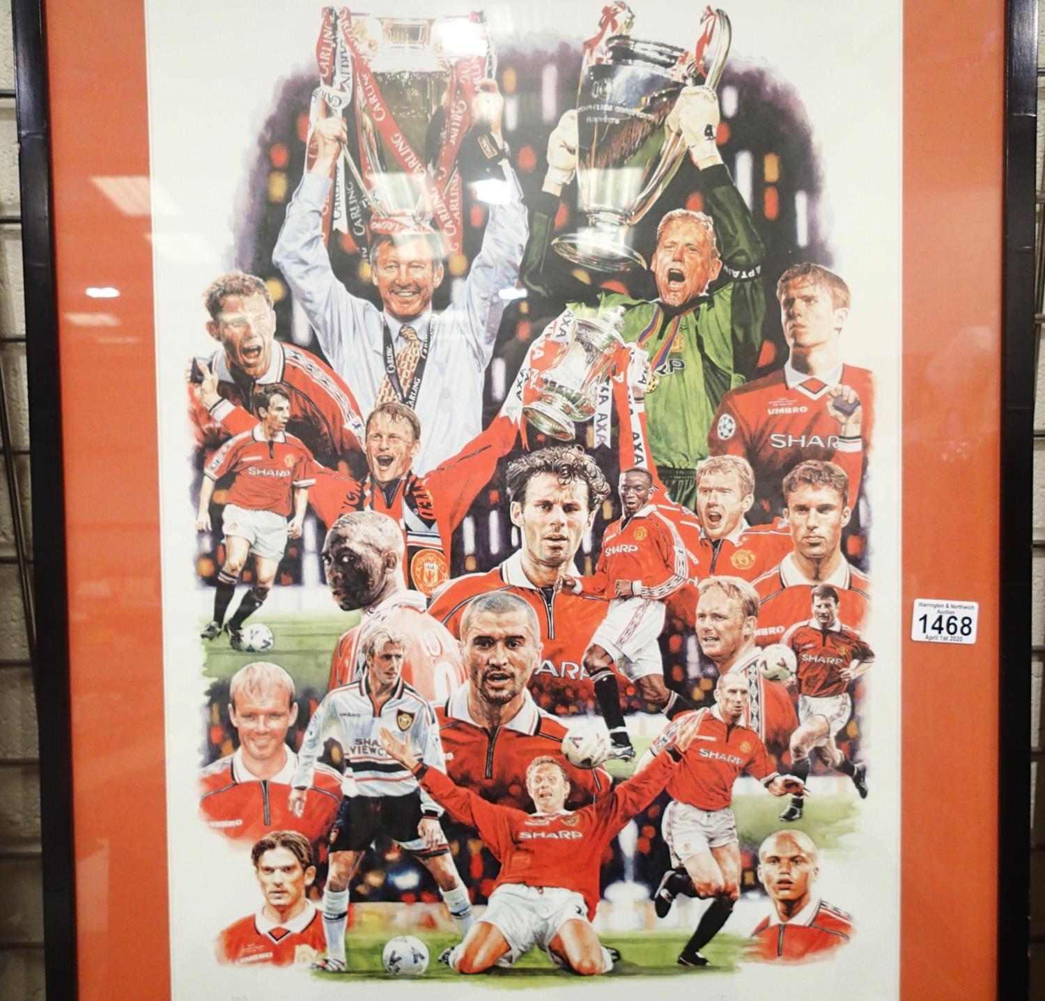 Signed framed limited edition print, Mission Impossible Manchester United 392/1000. Frame size