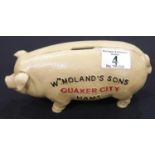 Cast iron pig moneybox L: 19 cm. P&P Group 2 (£18+VAT for the first lot and £2+VAT for subsequent
