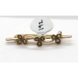 Edwardian 9ct gold seed pearl brooch, 2.0g. P&P Group 1 (£14+VAT for the first lot and £1+VAT for
